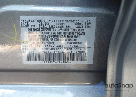 2023 Nissan Sentra Sv Xtronic Cvt from USA, damaged, VIN 3N1AB8CV1PY280213
